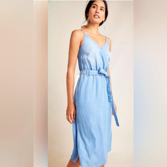Anthropologie Cloth & Stone Dresses & Skirts - Stone and Cloth by Anthropologie Surplice-front Supersoft Chambray Midi Dress XS